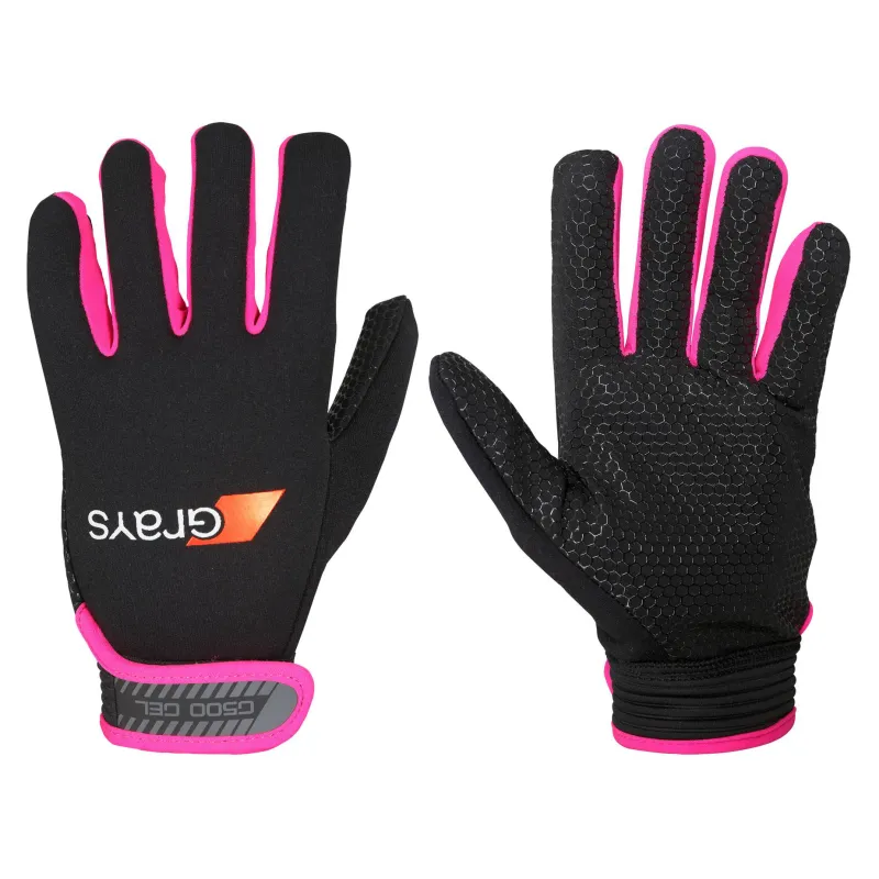 Grays G500 Gel Hockey Gloves - Black/Fluo Pink (2023/24) 3 Grays G500 Gel Hockey Gloves - Black/Fluo Pink (2023/24)